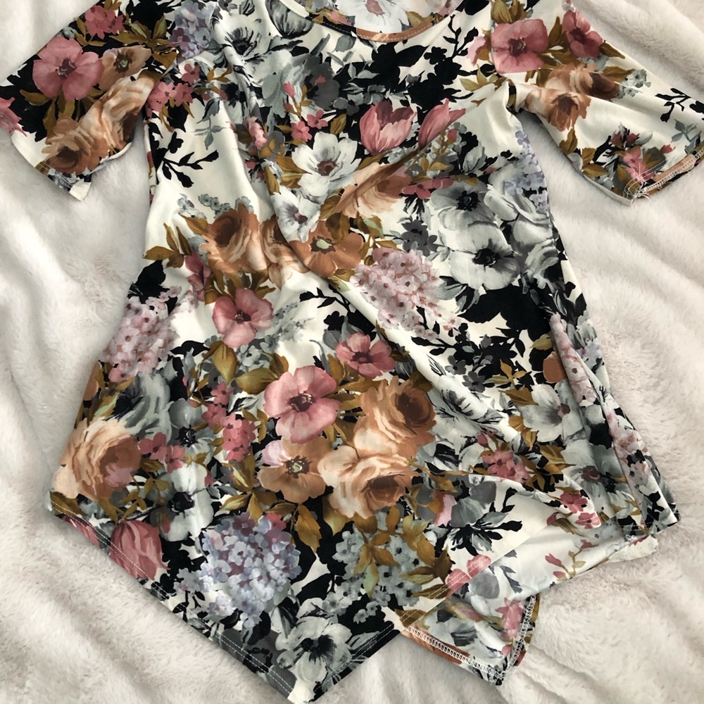 Floral Print Angled Top